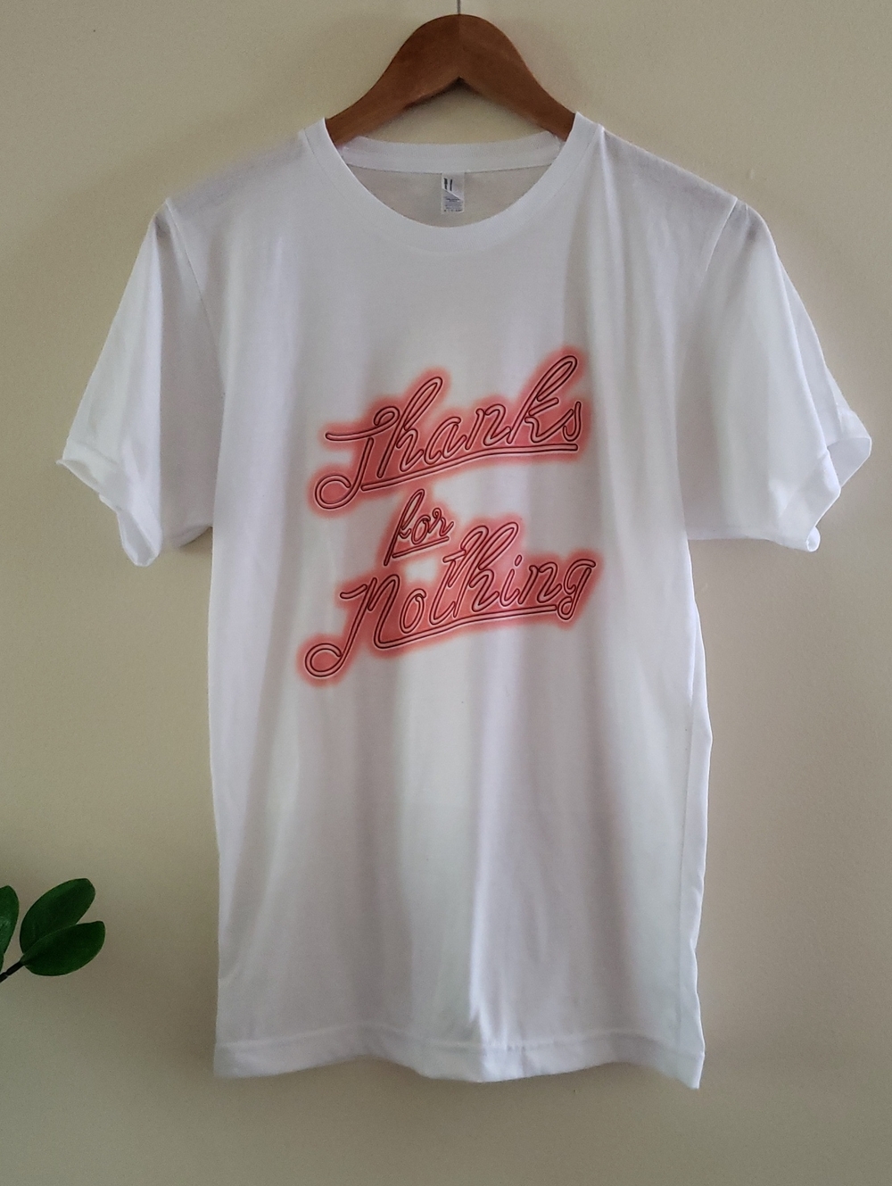 American Apparel - " Thanks For Nothing " T Shirt - White S ( Like NEW)